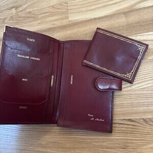 Set Of 2 Vintage Red Leather Wallets - Travel (Passport, Tickets Etc) & Pocket